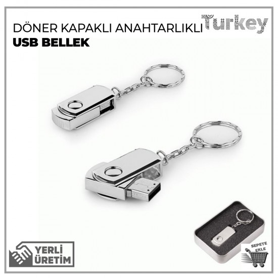 Döner Kapaklı Metal Anahtarlık USB Bellek